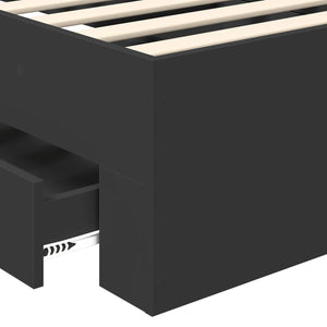Sängram med huvudgavel Svart 75 x 190 cm Konstruerat trä