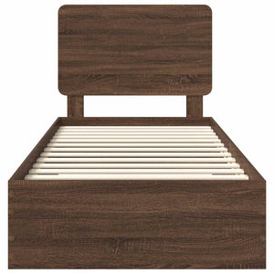 Sängram med huvudgavel Brun Ek 75 x 190 cm Konstruerat trä