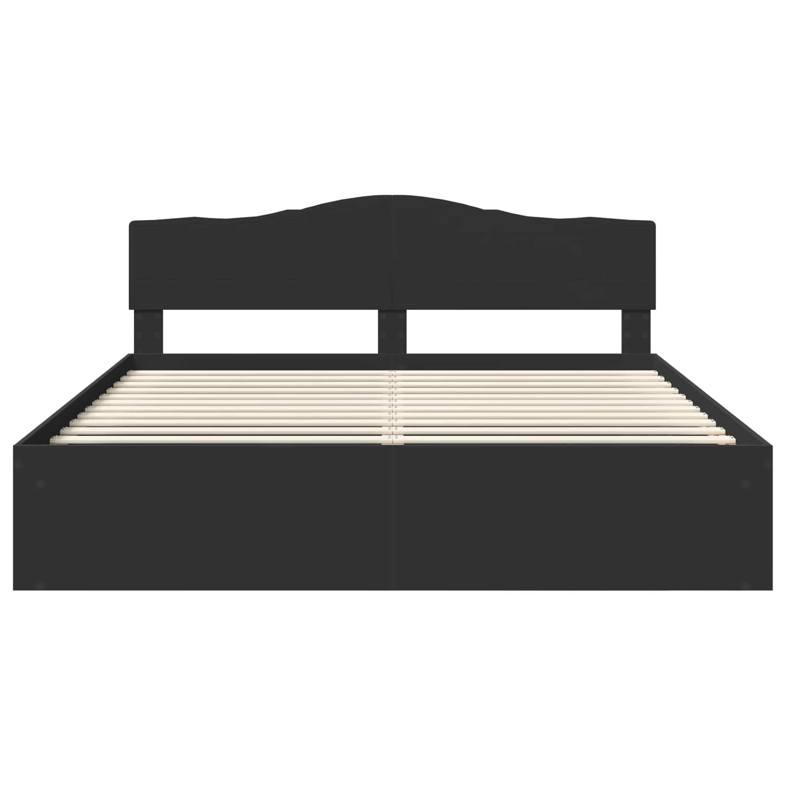 Sängram med huvudgavel Svart 200 x 200 cm Massiv furu