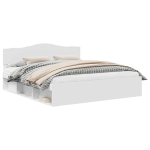 Sängram med huvudgavel Vit 180 x 200 cm Massiv furu