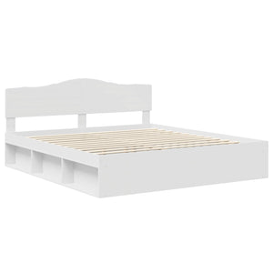Sängram med huvudgavel Vit 180 x 200 cm Massiv furu