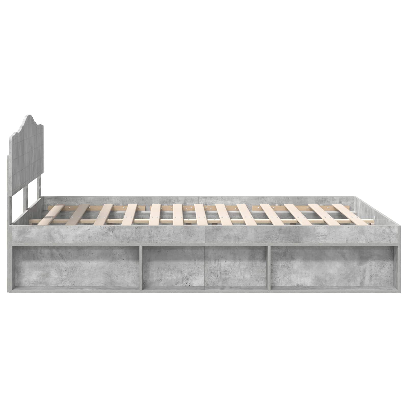 Sängram med huvudgavel Betonggrå 150 x 200 cm Massiv furu