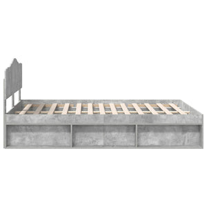 Sängram med huvudgavel Betonggrå 150 x 200 cm Massiv furu