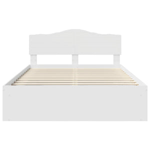 Sängram med huvudgavel Vit 140 x 190 cm Massiv furu