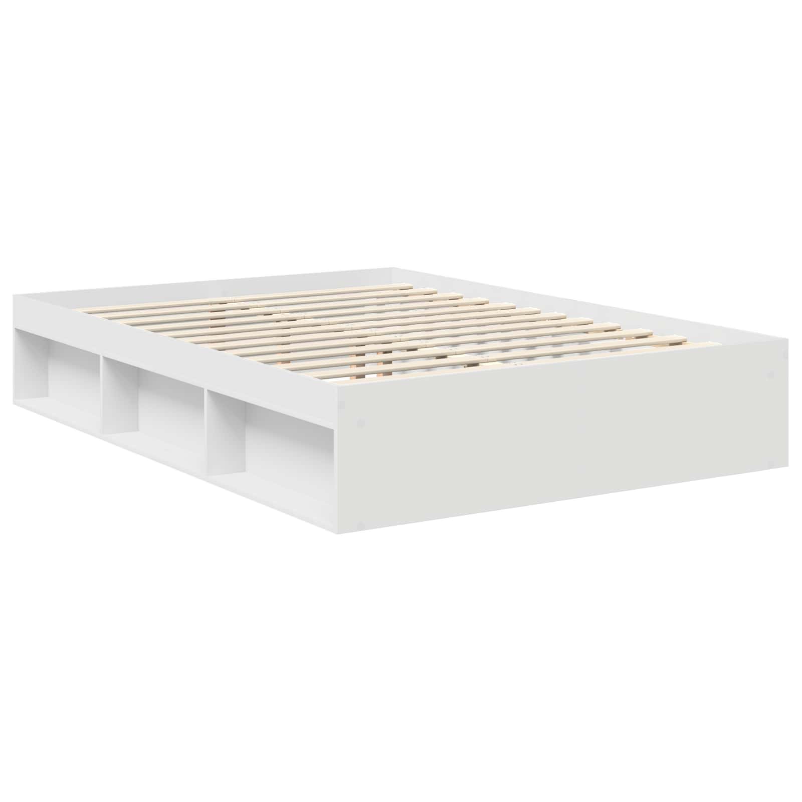 Sängram med huvudgavel Vit 135 x 190 cm Massiv furu