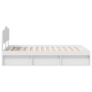 Sängram med huvudgavel Vit 135 x 190 cm Massiv furu