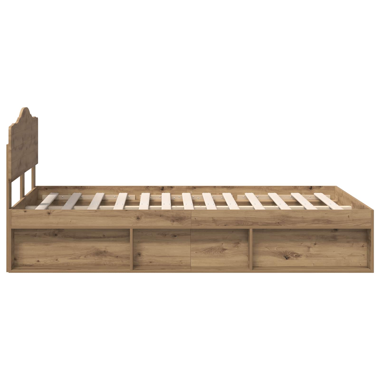 Sängram med huvudgavel Artisan Ek 135 x 190 cm Massiv furu