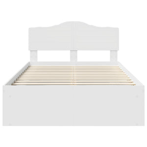 Sängram med huvudgavel Vit 120 x 200 cm Massiv furu