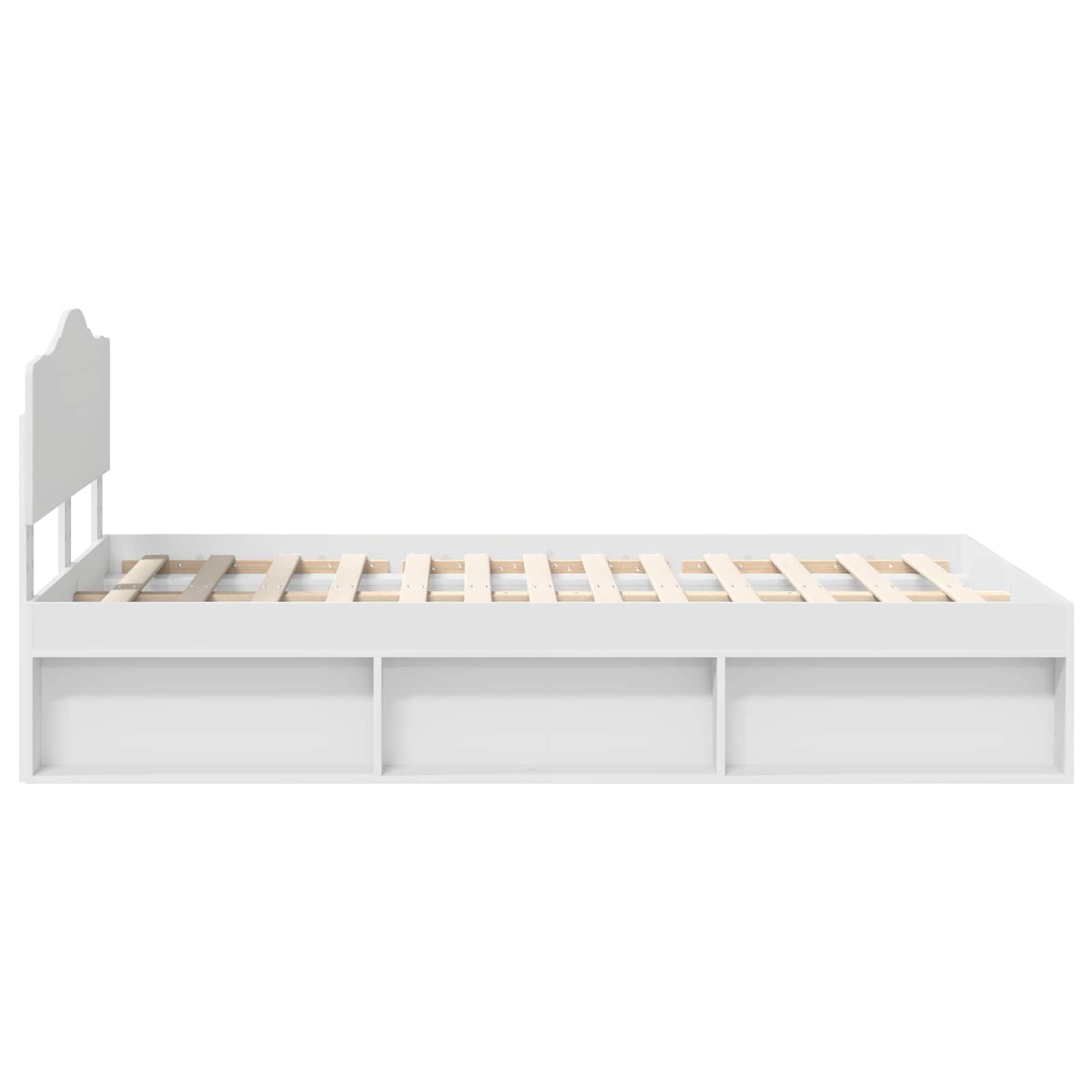 Sängram med huvudgavel Vit 120 x 190 cm Massiv furu