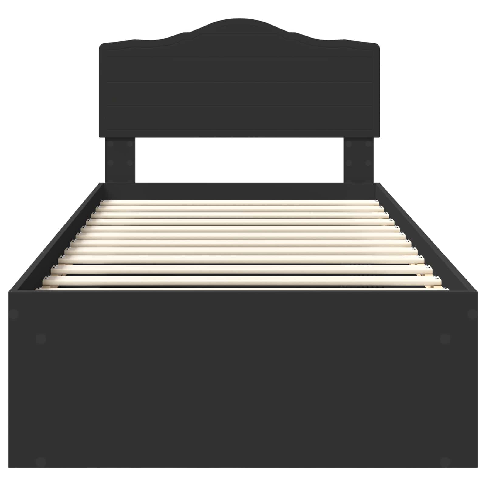 Sängram med huvudgavel Svart 100 x 200 cm Massiv furu