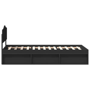 Sängram med huvudgavel Svart 100 x 200 cm Massiv furu