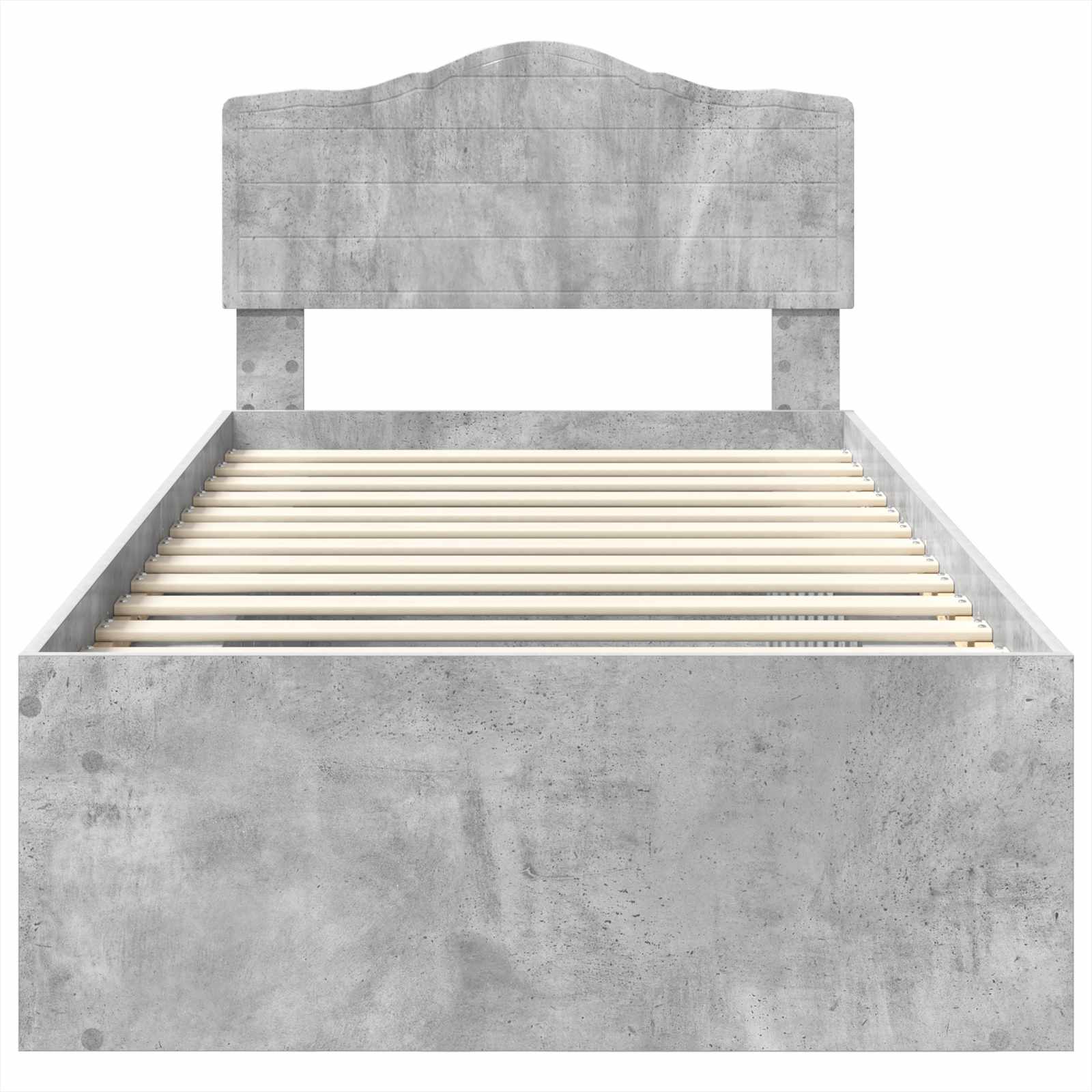 Sängram med huvudgavel Betonggrå 100 x 200 cm Massiv furu