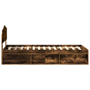 Sängram med huvudgavel Rökt ek 100 x 200 cm Massiv furu