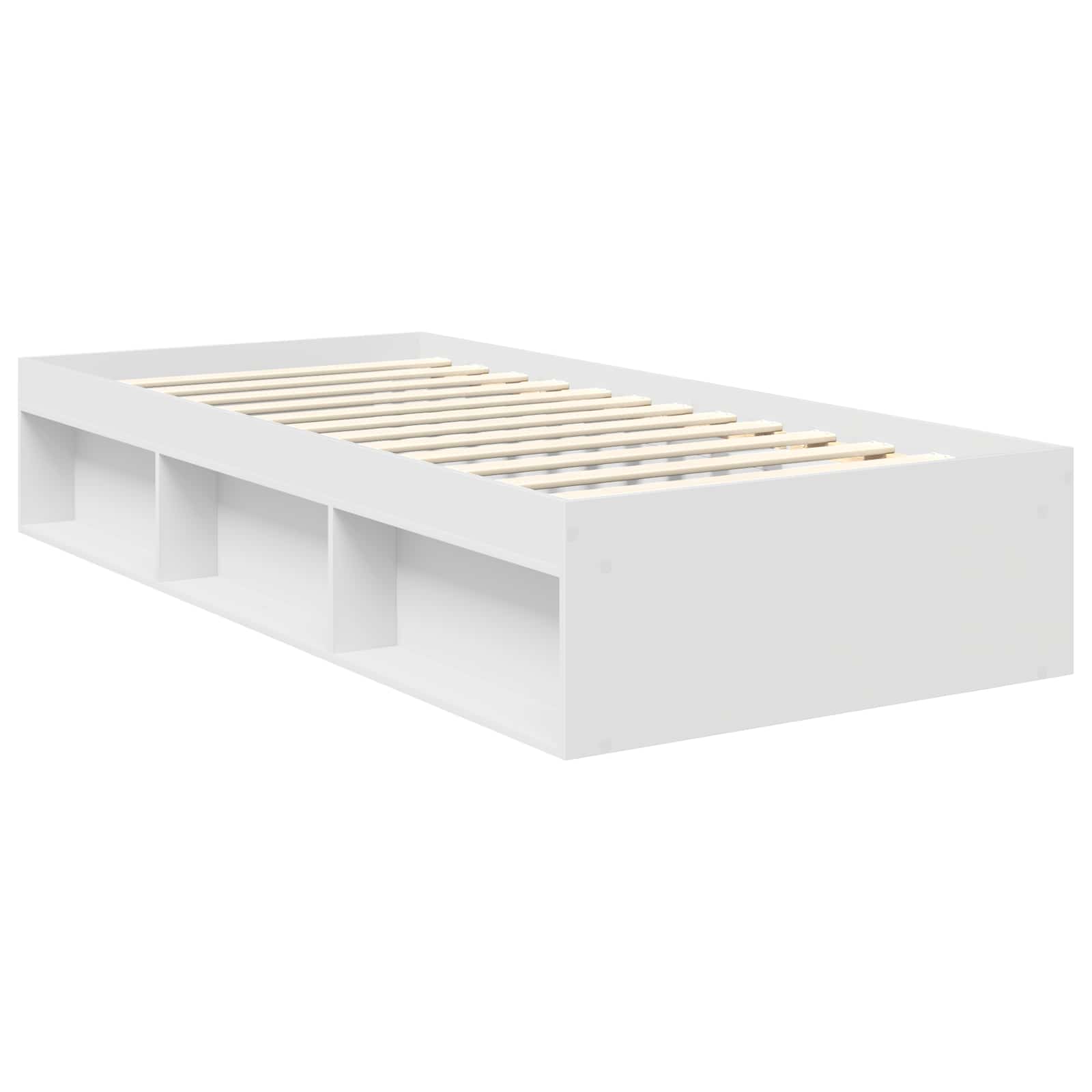 Sängram med huvudgavel Vit 90 x 200 cm Massiv furu