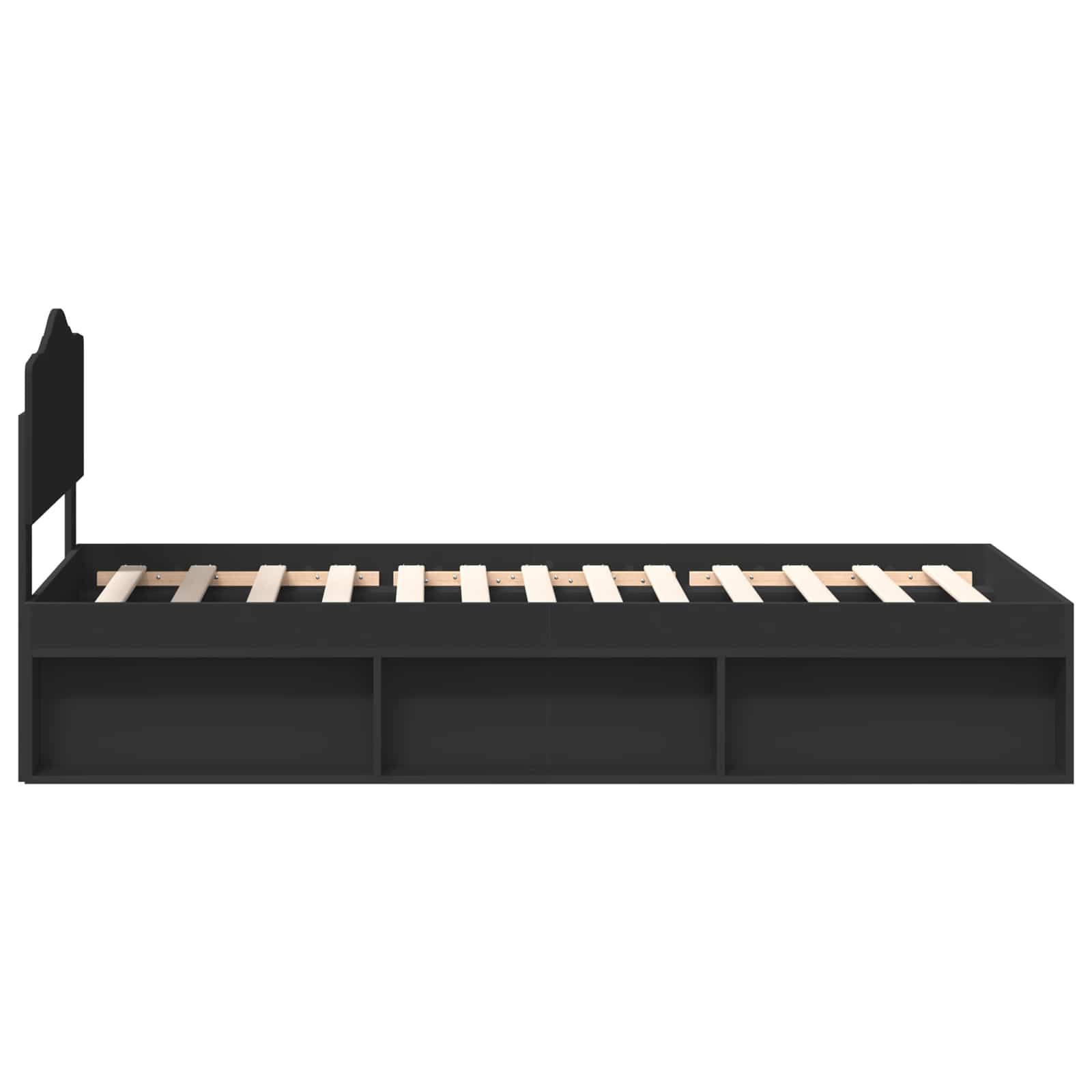 Sängram med huvudgavel Svart 90 x 200 cm Massiv furu