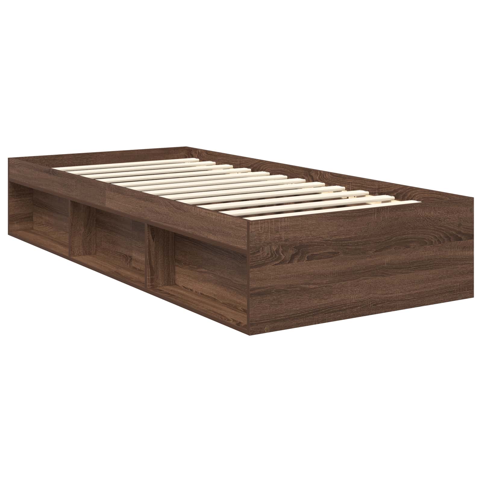 Sängram med huvudgavel Brun Ek 90 x 200 cm Massiv furu