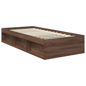 Sängram med huvudgavel Brun Ek 90 x 200 cm Massiv furu