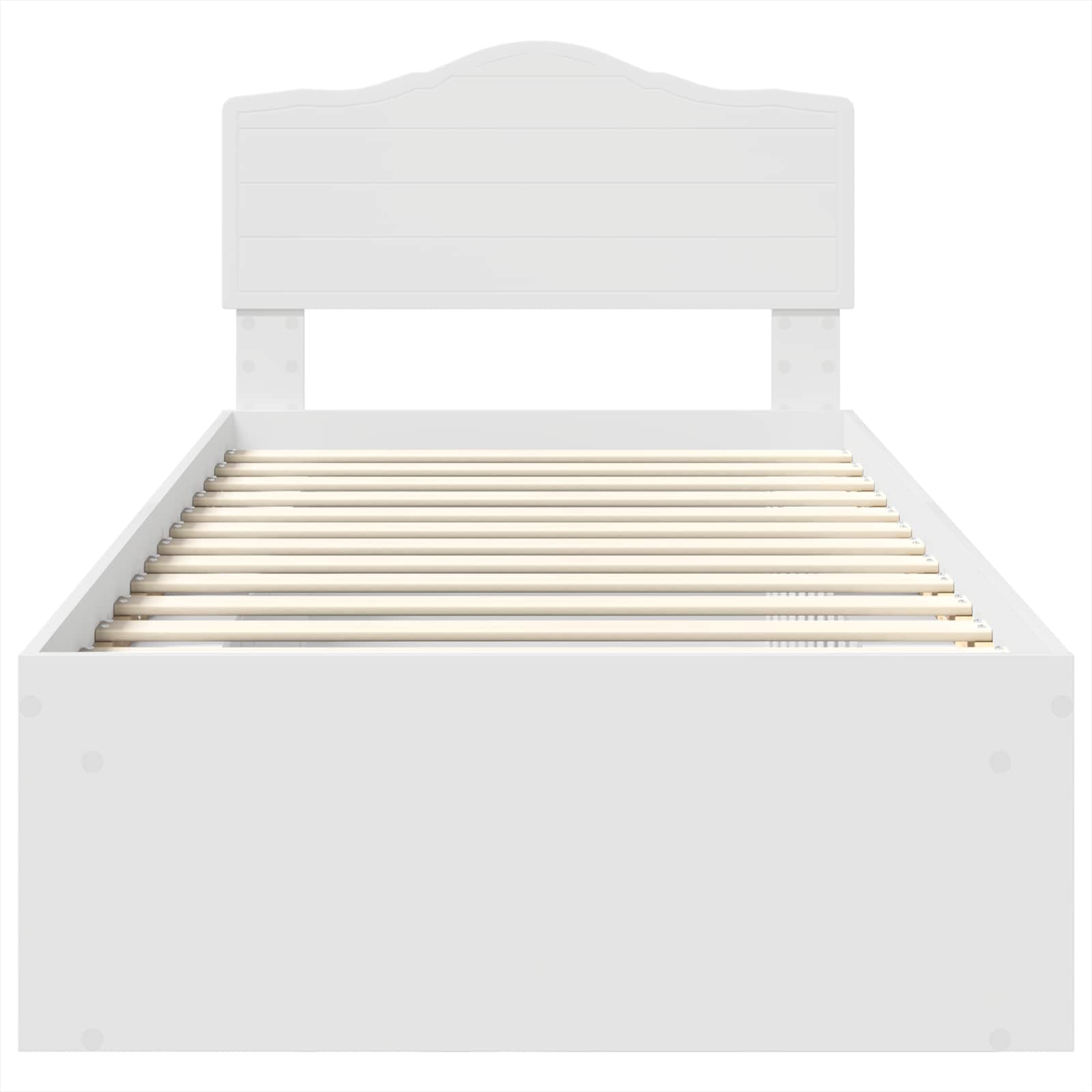 Sängram med huvudgavel Vit 90 x 190 cm Massiv furu