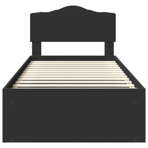 Sängram med huvudgavel Svart 90 x 190 cm Massiv furu