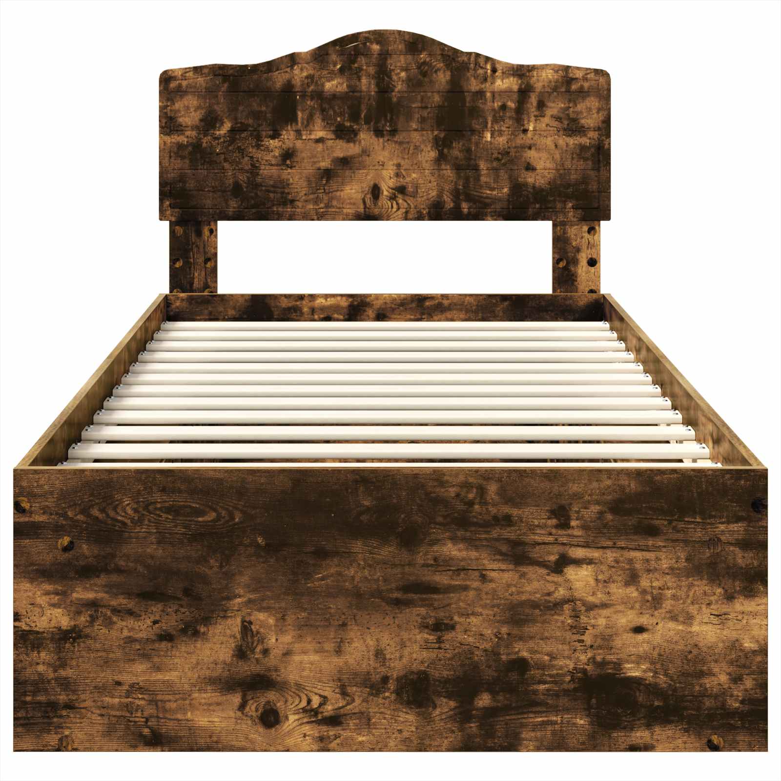 Sängram med huvudgavel Rökt ek 75 x 190 cm Massiv furu