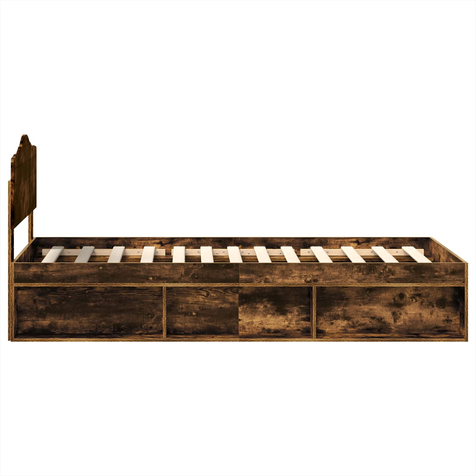 Sängram med huvudgavel Rökt ek 75 x 190 cm Massiv furu