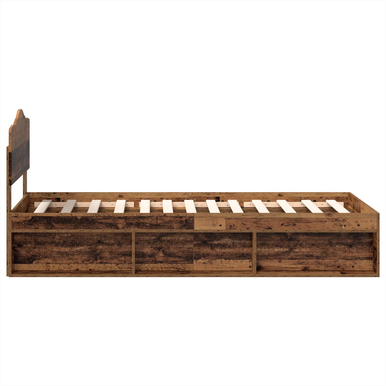 Sängram med huvudgavel Gammalt trä 75 x 190 cm Massiv furu