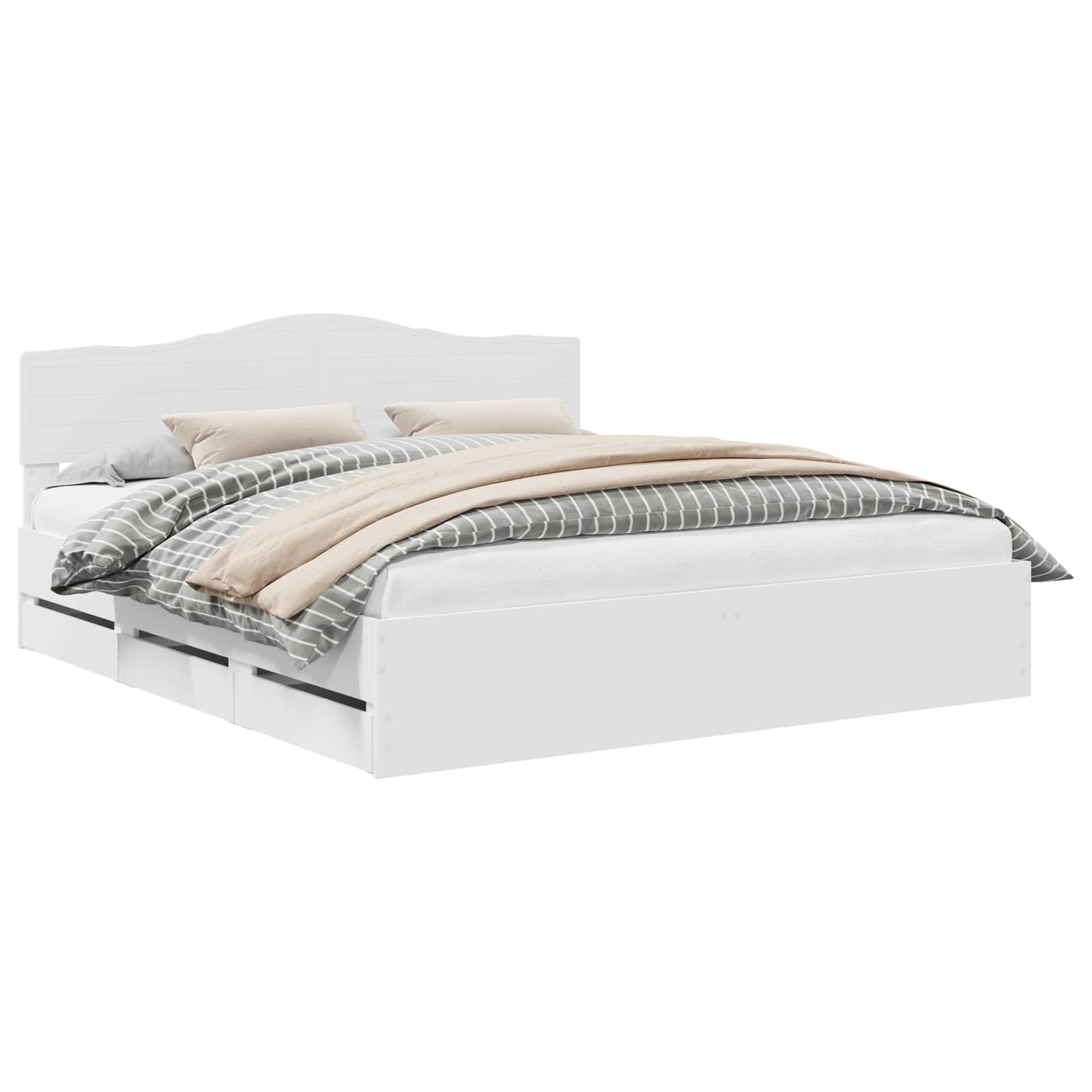Sängram med låda med huvudgavel Vit 180 x 200 cm Ingenjörsträ
