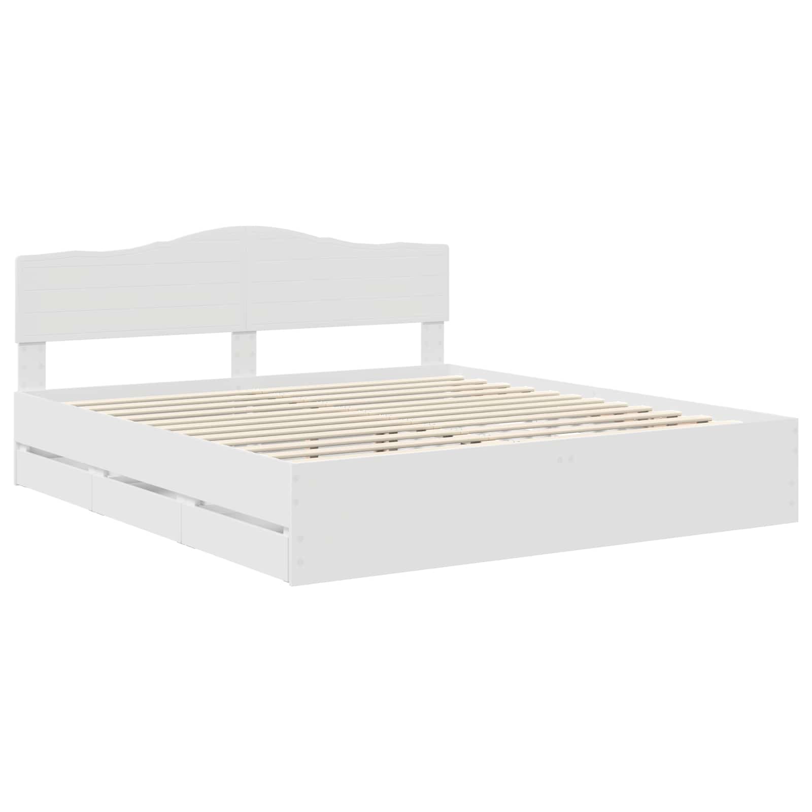 Sängram med låda med huvudgavel Vit 180 x 200 cm Ingenjörsträ