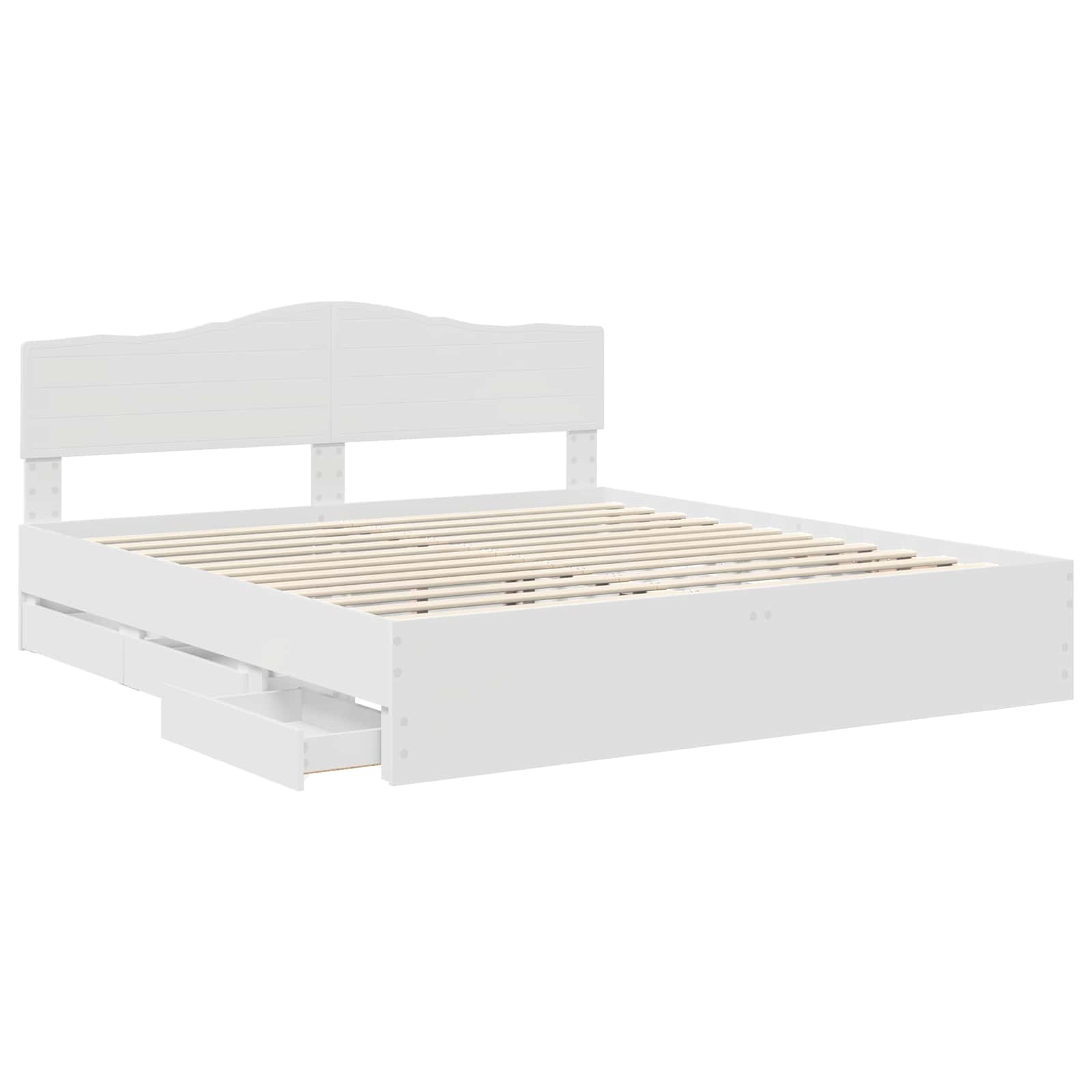 Sängram med låda med huvudgavel Vit 180 x 200 cm Ingenjörsträ