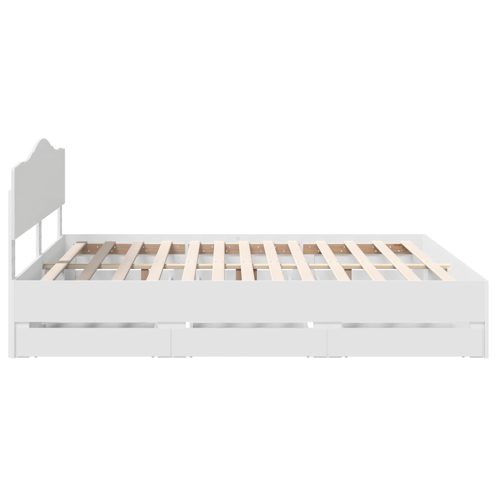 Sängram med låda med huvudgavel Vit 180 x 200 cm Ingenjörsträ