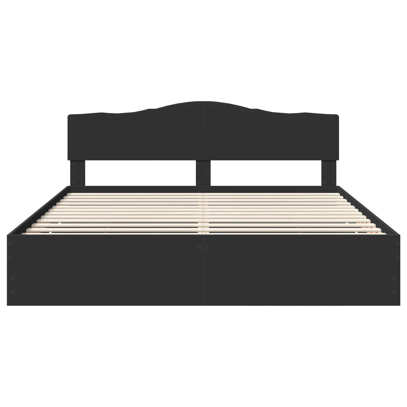 Sängram med låda med huvudgavel Svart 180 x 200 cm Ingenjörsträ