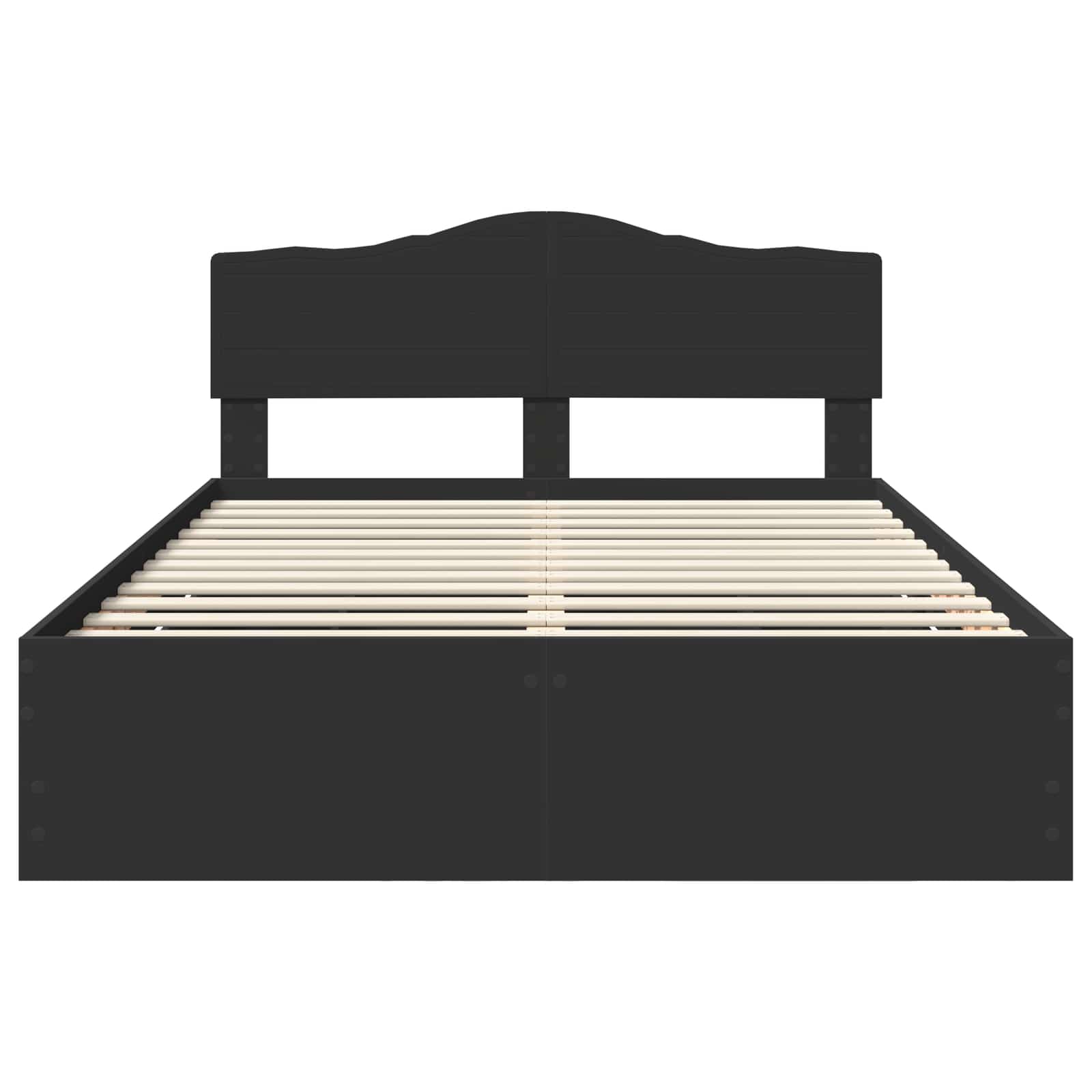 Sängram med låda med huvudgavel Svart 150 x 200 cm Ingenjörsträ