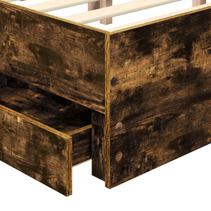 Sängram med låda med lagring Rökt ek 140 x 190 cm Ingenjörsträ