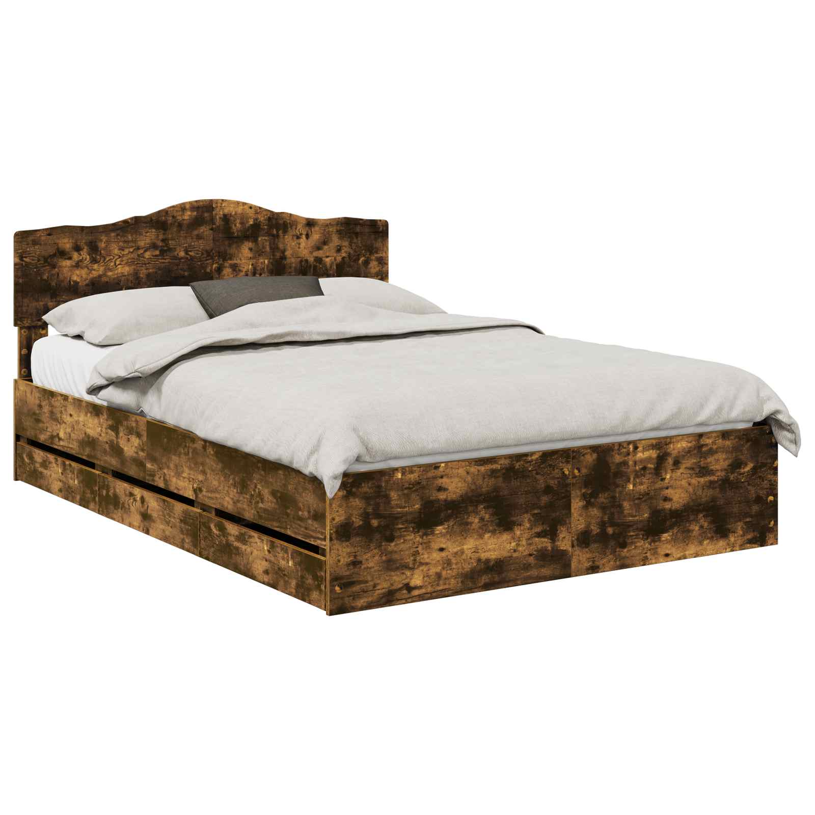 Sängram med låda med lagring Rökt ek 140 x 190 cm Ingenjörsträ