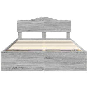 Sängram med låda Grå Sonoma 140 x 190 cm Ingenjörsträ