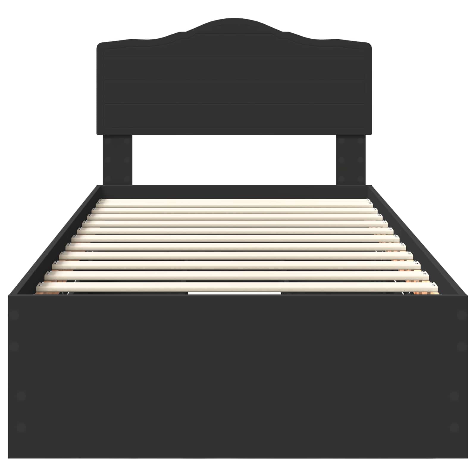 Sängram med låda med huvudgavel Svart 90 x 190 cm Ingenjörsträ