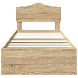 Sängram med låda med lagring Sonoma-ek 90 x 190 cm Ingenjörsträ