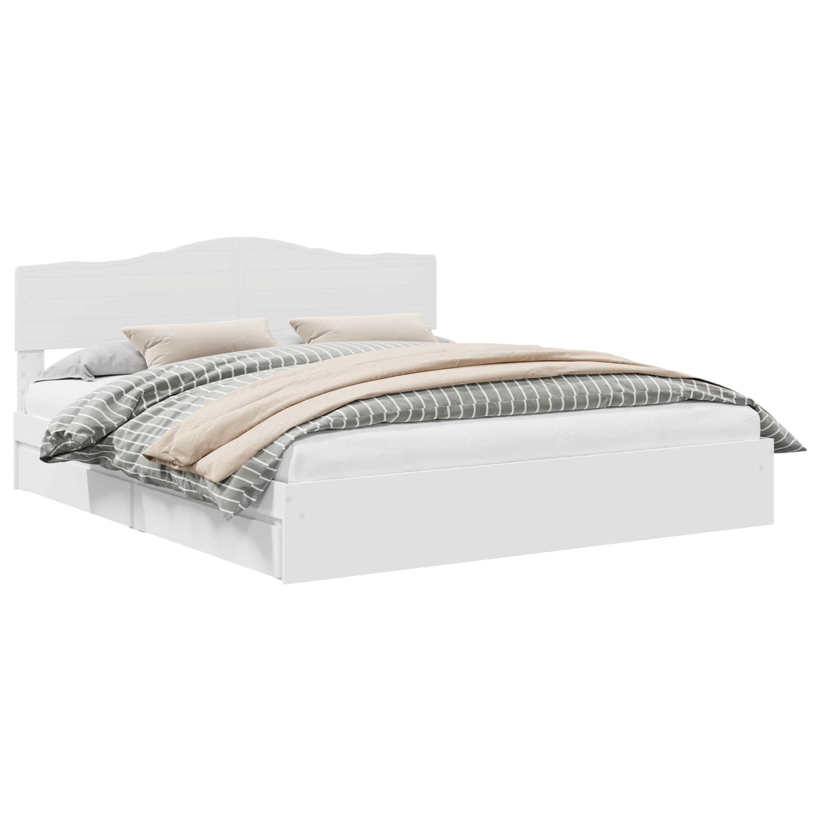 Förvaringssäng med huvudgavel Vit 180 x 200 cm Konstruerat trä