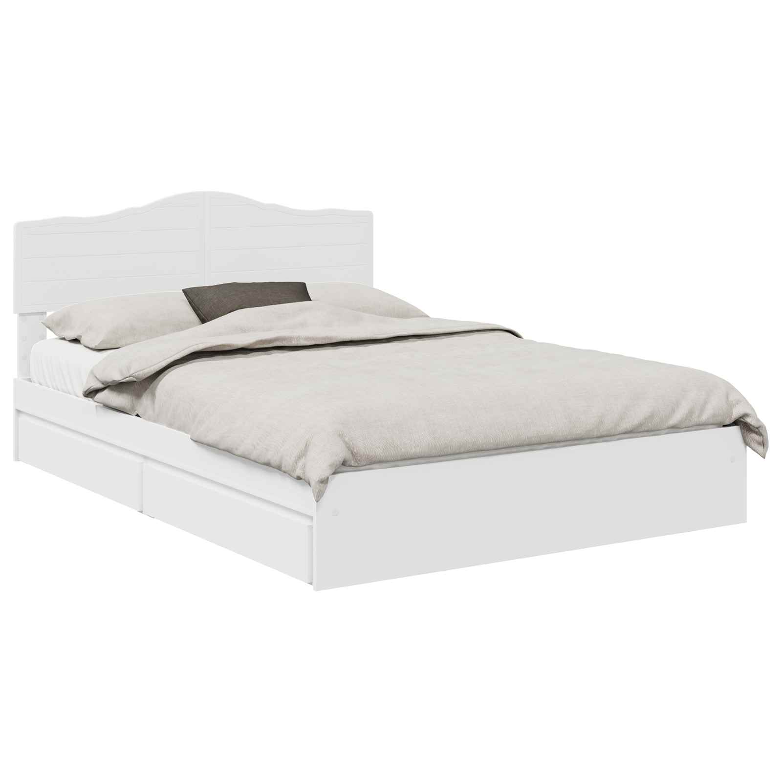 Förvaringssäng med huvudgavel Vit 140 x 190 cm Konstruerat trä