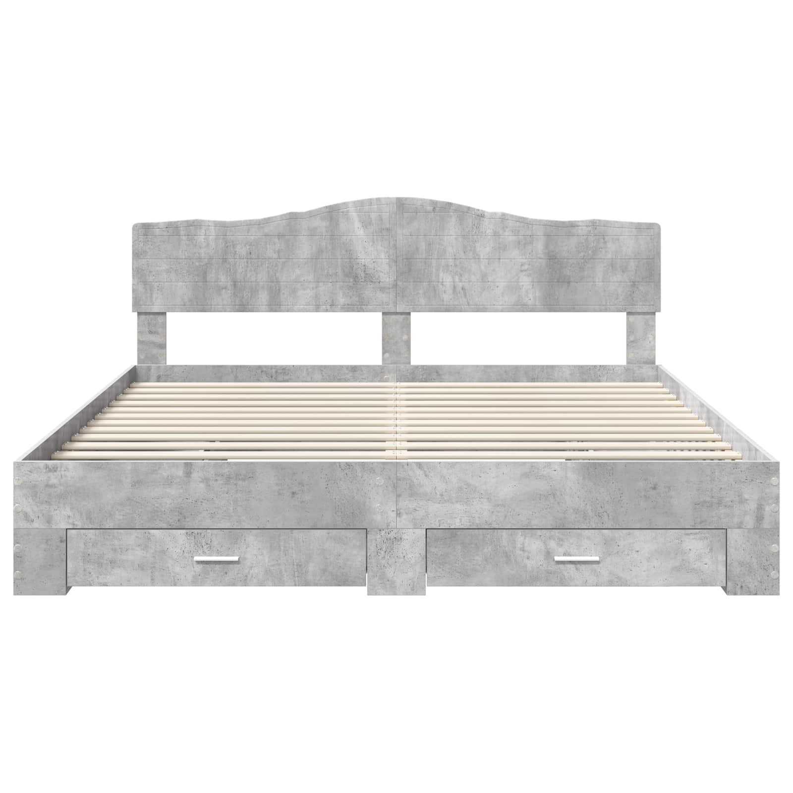 Sängram med huvudgavel Betonggrå 200 x 200 cm Konstruerat trä
