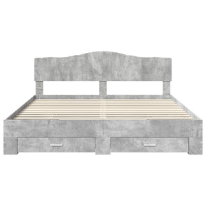 Sängram med huvudgavel Betonggrå 200 x 200 cm Konstruerat trä