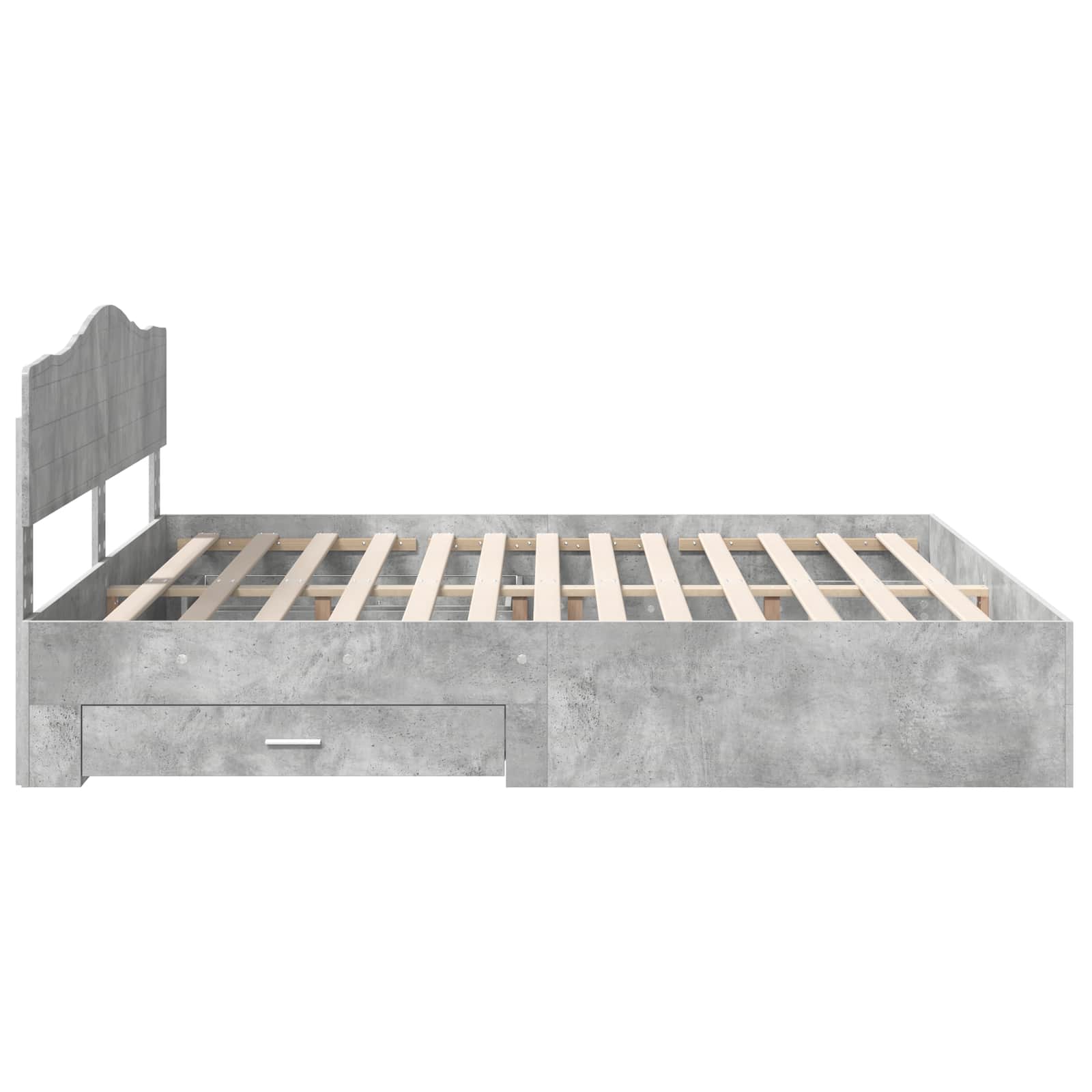 Sängram med huvudgavel Betonggrå 200 x 200 cm Konstruerat trä