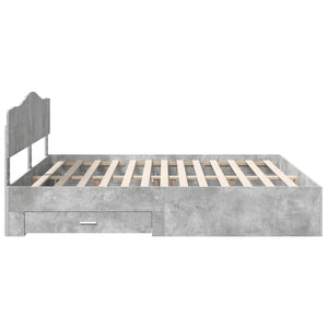 Sängram med huvudgavel Betonggrå 200 x 200 cm Konstruerat trä