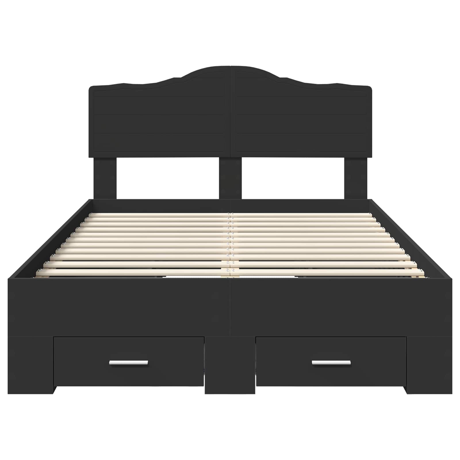 Sängram med huvudgavel Svart 135 x 190 cm Konstruerat trä