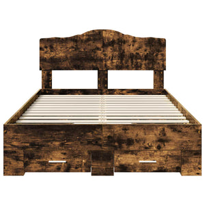 Sängram med huvudgavel Rökt ek 135 x 190 cm Konstruerat trä