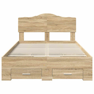 Sängram med huvudgavel Sonoma-ek 120 x 200 cm Konstruerat trä