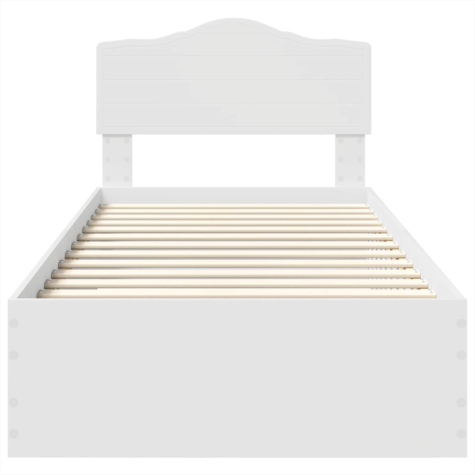 Sängram med huvudgavel med låda Vit 90 x 190 cm Konstruerat trä