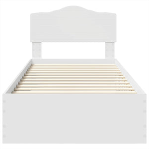 Sängram med huvudgavel med låda Vit 90 x 190 cm Konstruerat trä