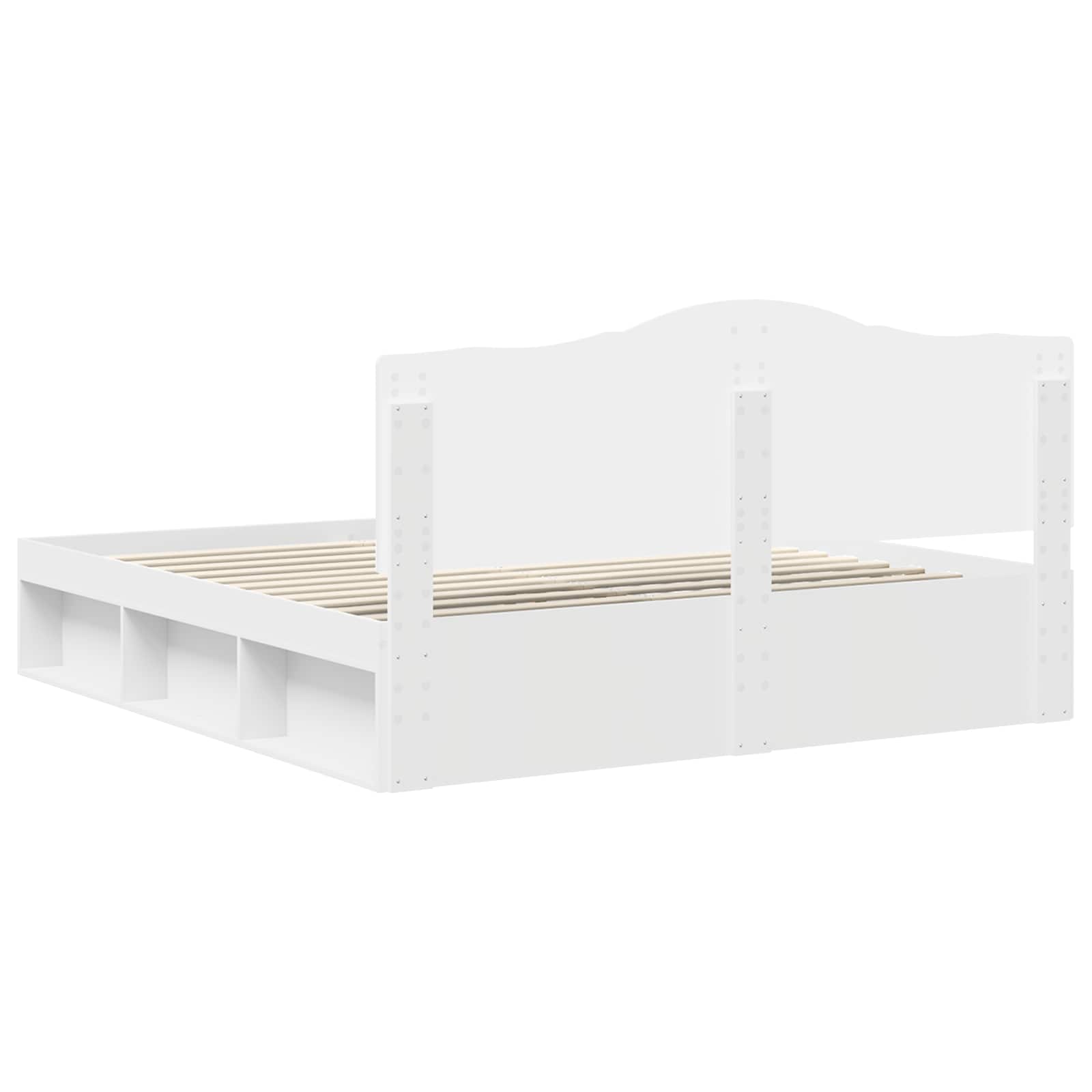 Sängram med huvudgavel Vit 200 x 200 cm Massiv furu