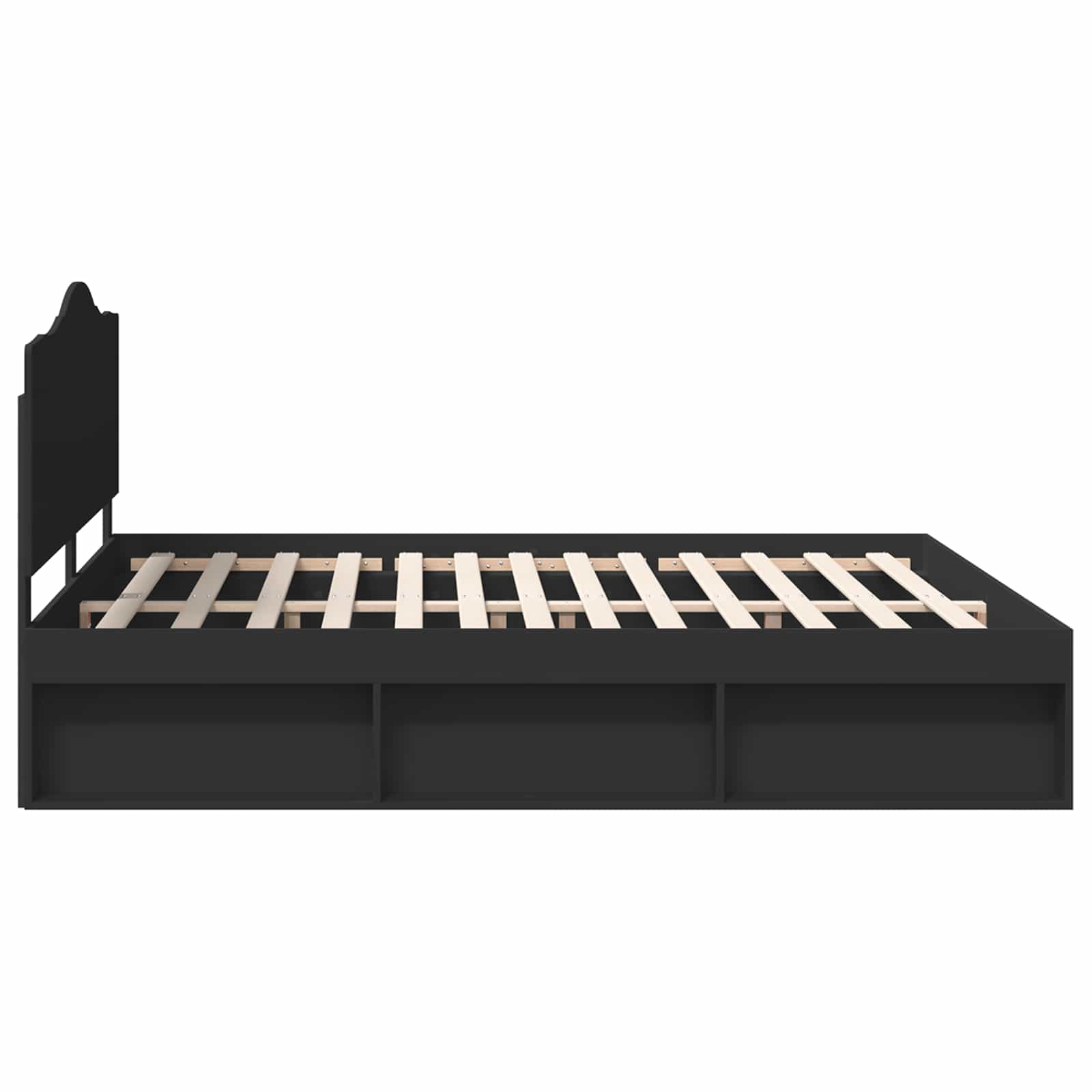 Sängram med huvudgavel Svart 180 x 200 cm Massiv furu